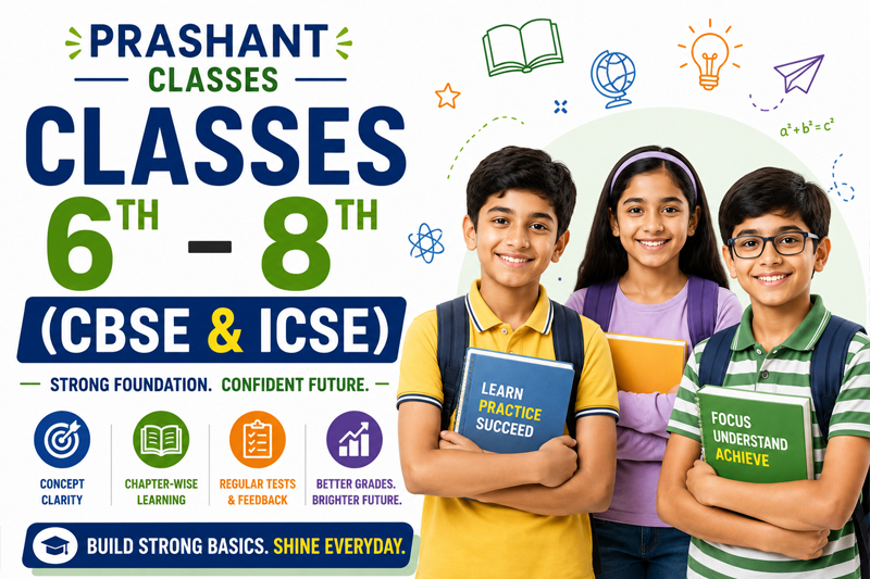 Classes 6th to 8th coaching program at Prashant Classes
