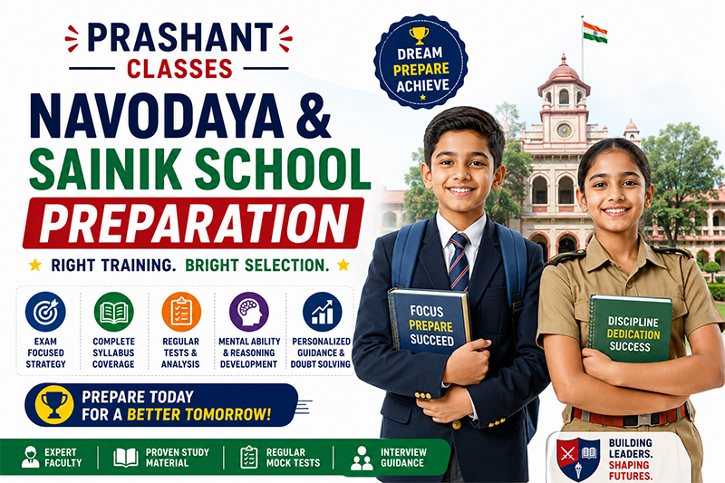 Entrance exam preparation visual for Navodaya and Sainik School coaching